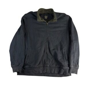 LL Bean Mens XL‎ Navy Blue Fleece Lined Full Zip Sweatshirt Traditional Fit